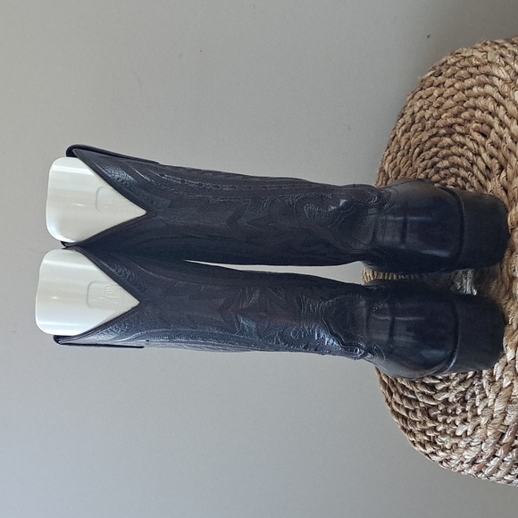 Lucchese 2000 Mens Cordovan Leather Embroidered Cowboy Boots Size 10EE - Picture 5 of 10